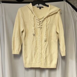 Chadwicks Ivory Cable Knit Cowl Neck Sweater